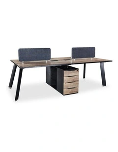 ARTO 4 People Back to Back Workstation 2 Cabinets  2.4M - Warm Oak & Black