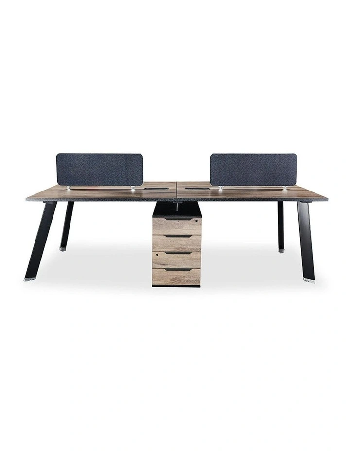 ARTO 4 People Back to Back Workstation 2 Cabinets  2.4M - Warm Oak & Black image 4
