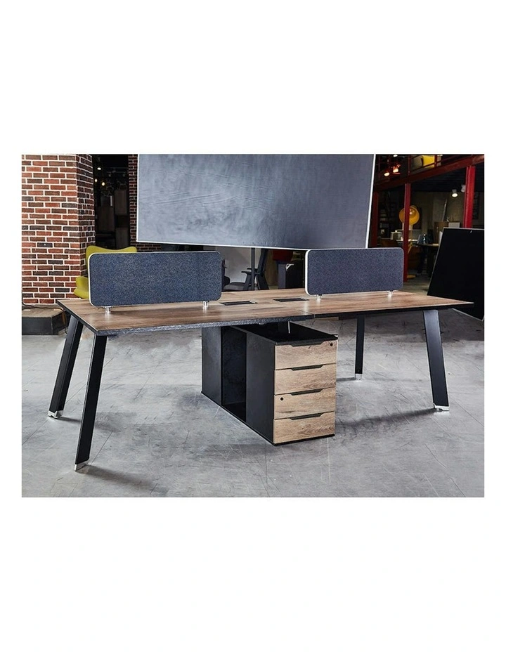 ARTO 4 People Back to Back Workstation 2 Cabinets  2.4M - Warm Oak & Black image 5