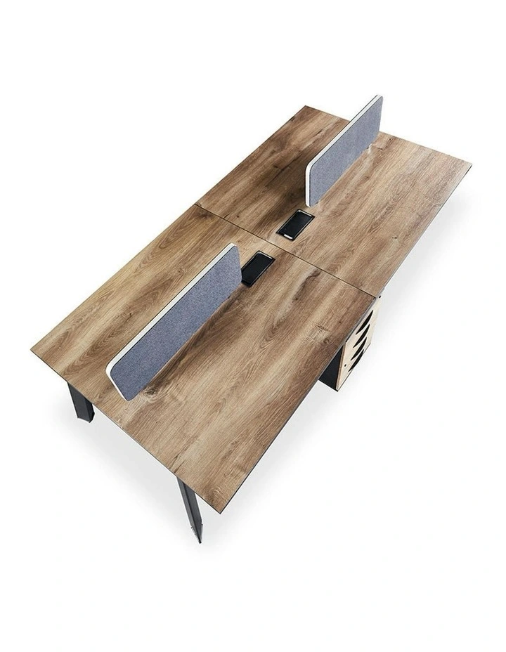 ARTO 4 People Back to Back Workstation 2 Cabinets  2.4M - Warm Oak & Black image 7