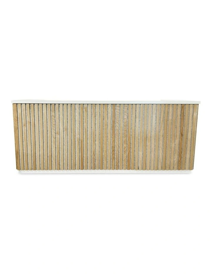 KENTO Reception Desk 240cm - Timber Slat Acoustic White & Oak image 3