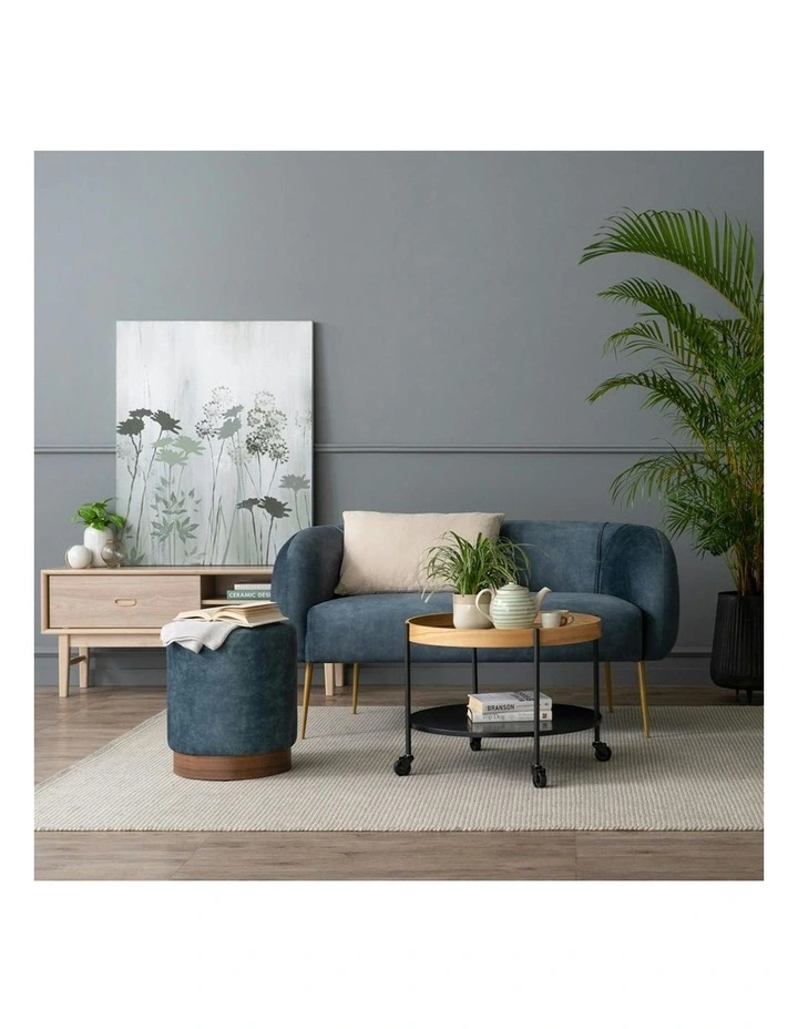 AURA Ottoman 37.5cm - Sapphire & Walnut image 2
