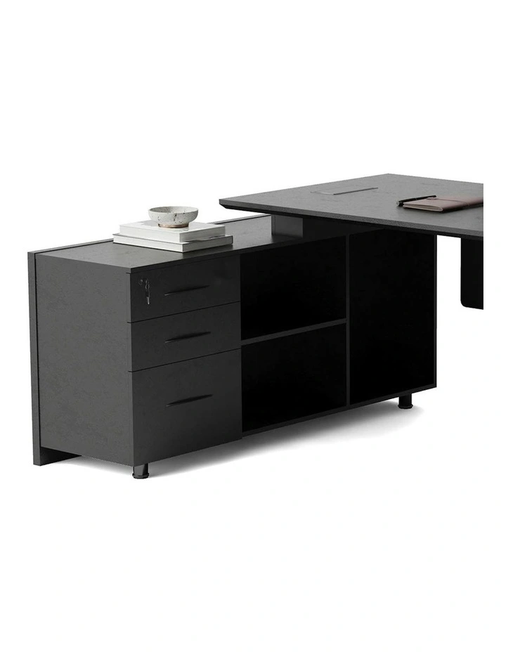 ADRIANO Black Executive Office Desk Reversible 165-180cm - Black Concrete image 5