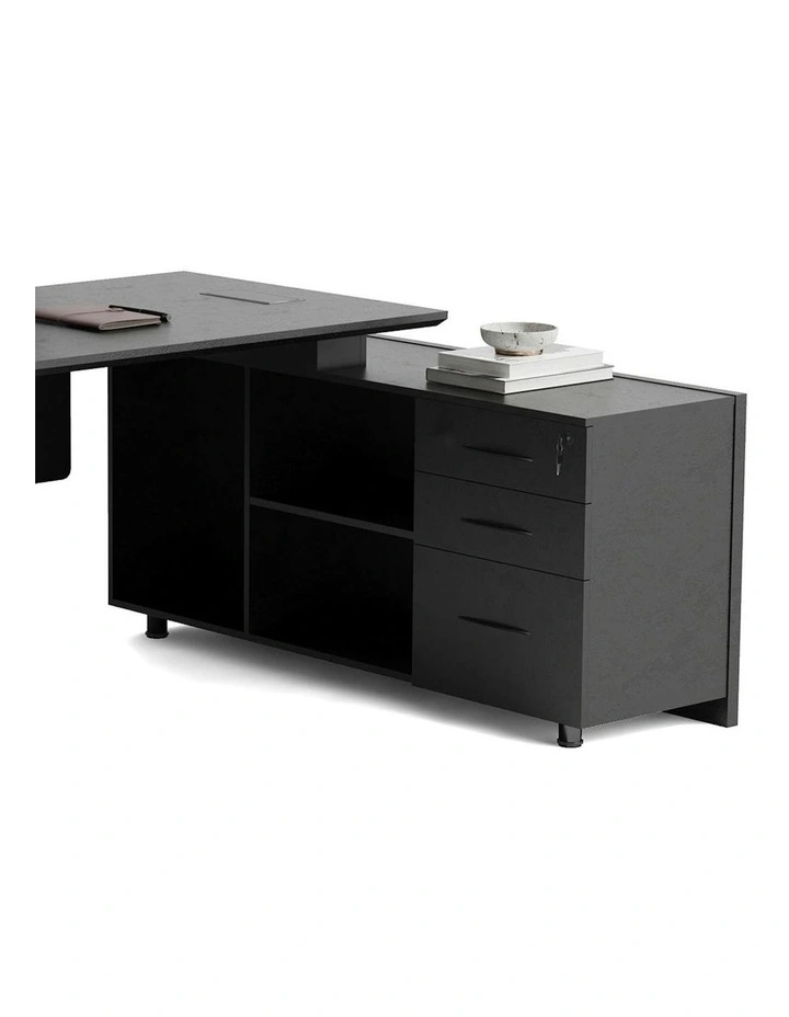 ADRIANO Black Executive Office Desk Reversible 165-180cm - Black Concrete image 6