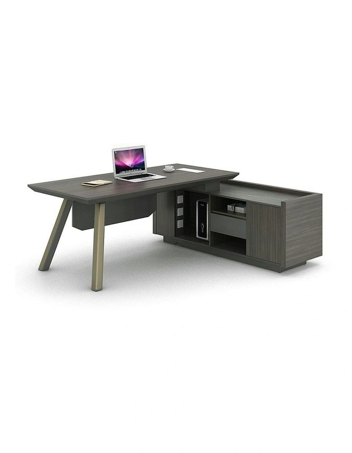 KAISON Executive Desk with Reversible Return 2M - Brown Grey image 1