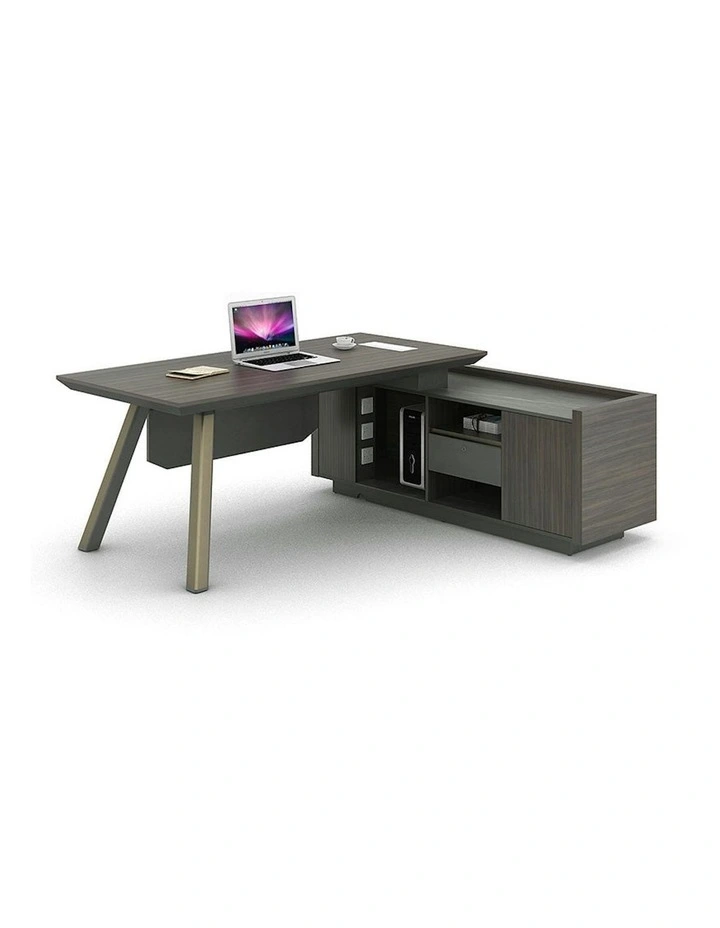 KAISON Executive Desk with Reversible Return 2M - Brown Grey image 6