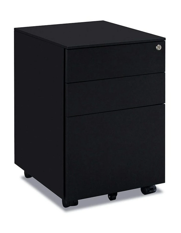 MARLO 3 Drawer Mobile Pedestal Cabinet - Black image 1
