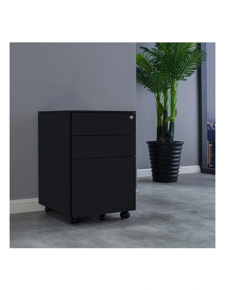 MARLO 3 Drawer Mobile Pedestal Cabinet - Black image 2