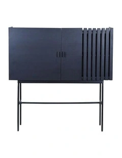 SHANTI Tall Sideboard 120cm Solid Acacia Wood - Black