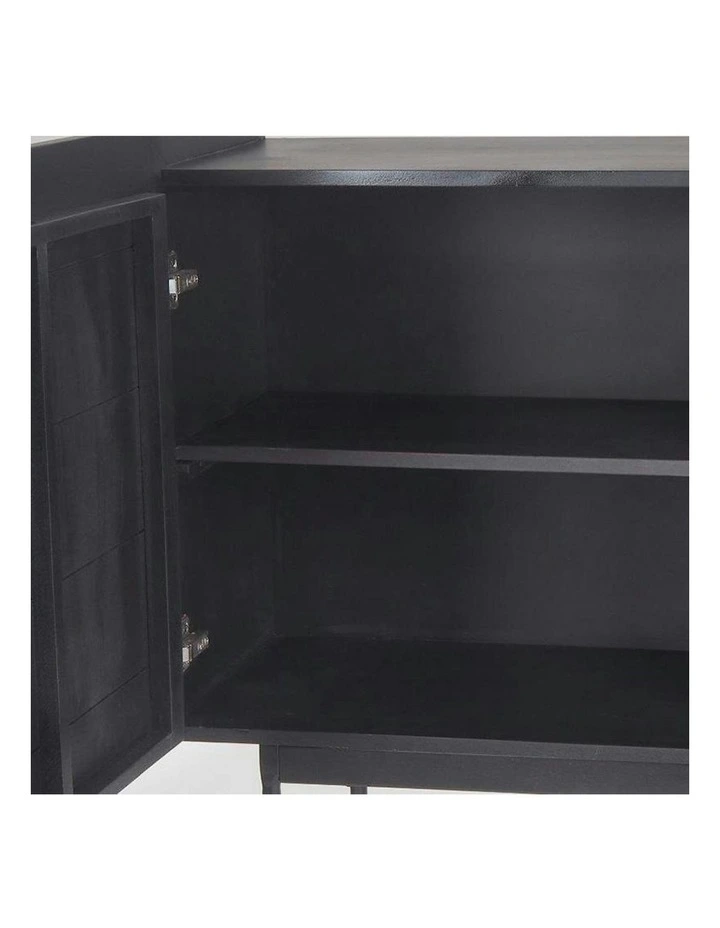 SHANTI Tall Sideboard 120cm Solid Acacia Wood - Black image 2