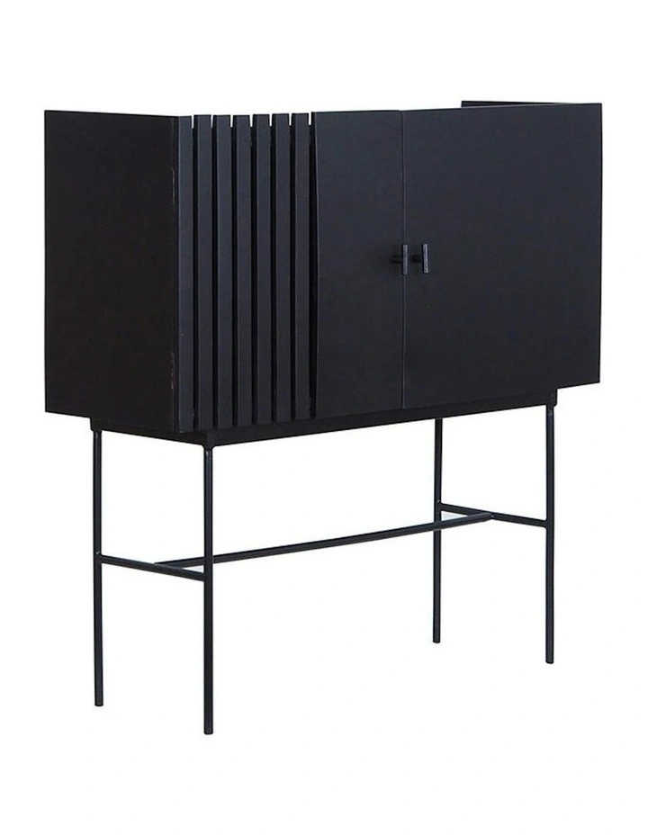 SHANTI Tall Sideboard 120cm Solid Acacia Wood - Black image 7