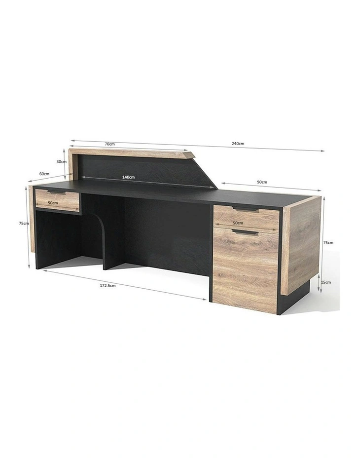 CONROY 2.4M Reception Desk Right Panel - Warm Oak & Black image 4