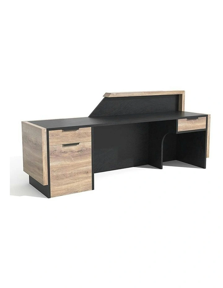 CONROY 2.4M Reception Desk Right Panel - Warm Oak & Black image 5
