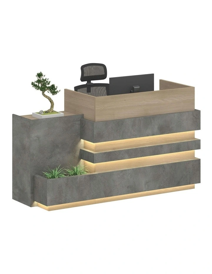 KERAN  Reception Desk 1.8M Left Panel - Acacia & Carbon Grey Colour image 1