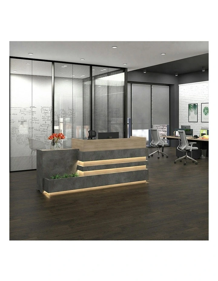KERAN  Reception Desk 1.8M Left Panel - Acacia & Carbon Grey Colour image 2