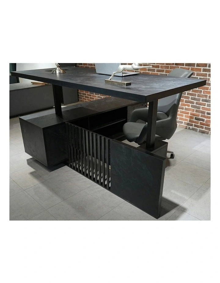 DAXTON Executive Desk with Right Return with Lift 200cm - Black image 2