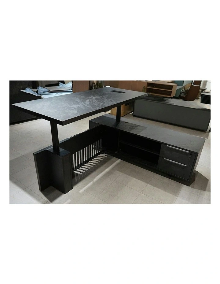 DAXTON Executive Desk with Right Return with Lift 200cm - Black image 3