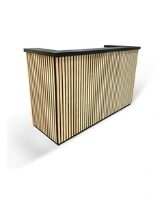 KENTO Reception Desk 180cm - Timber Slat Acoustic Black & Oak