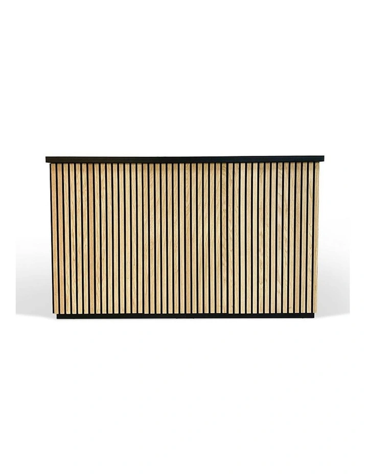 KENTO Reception Desk 180cm - Timber Slat Acoustic Black & Oak image 4