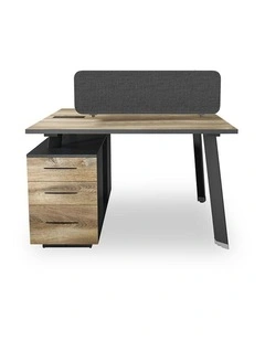 ARTO 2 People Back to Back Workstation Desk 2 Cabinets 1.2M - Warm Oak & Black