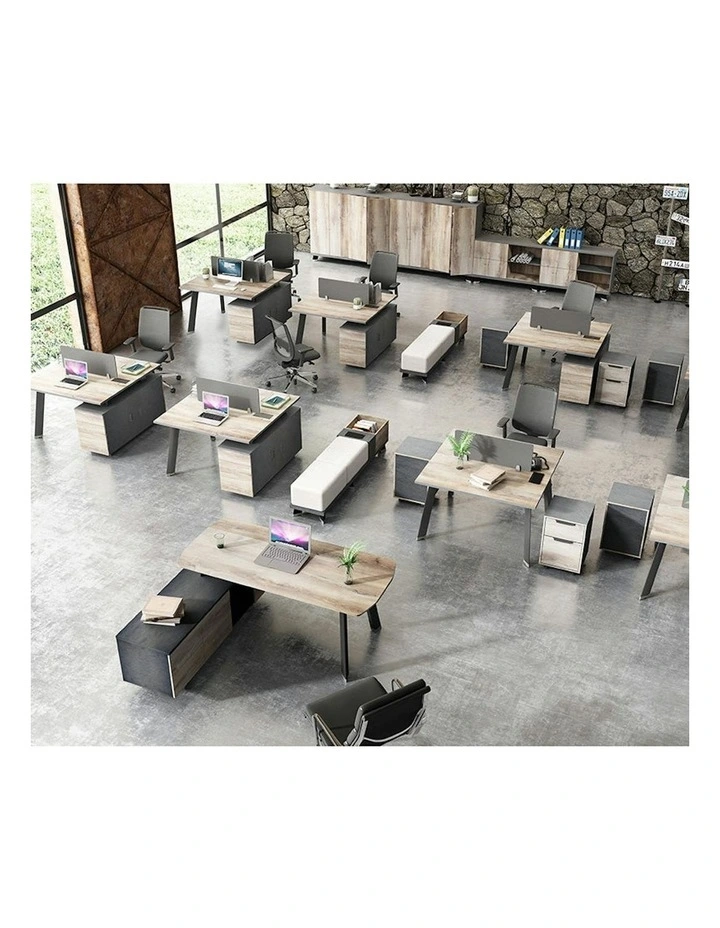 ARTO 2 People Back to Back Workstation Desk 2 Cabinets 1.2M - Warm Oak & Black image 2