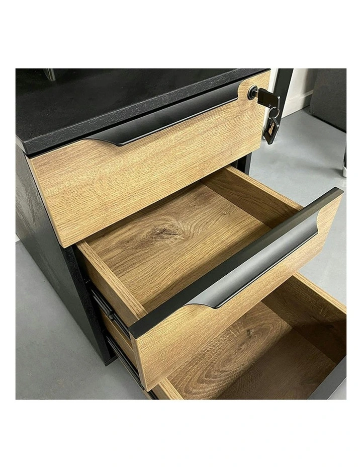 ARTO 2 People Back to Back Workstation Desk 2 Cabinets 1.2M - Warm Oak & Black image 5