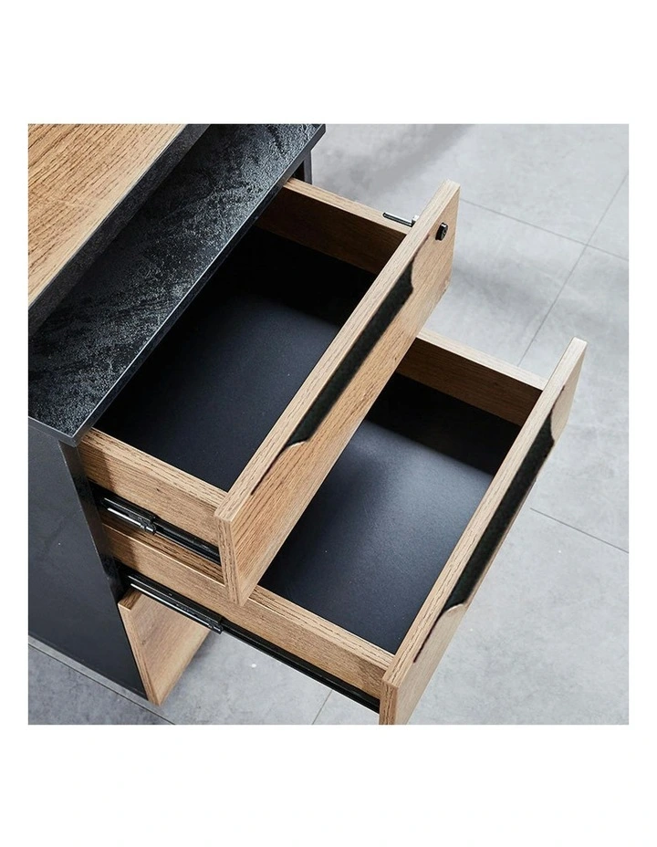 ARTO 2 People Back to Back Workstation Desk 2 Cabinets 1.2M - Warm Oak & Black image 6