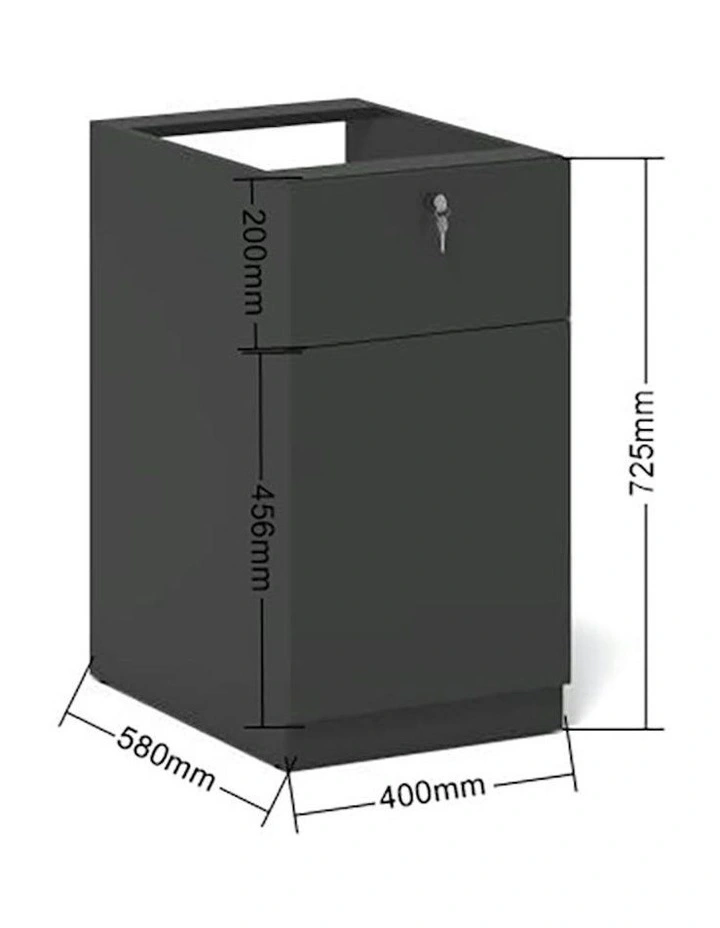 KENTO Pedestal Drawer Unit Storage Cabinet - Black image 4