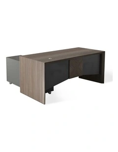 MONTE Executive Desk with Reversible Mobile Return 180cm - Hazelnut & Grey