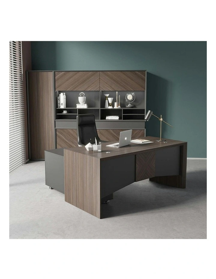 MONTE Executive Desk with Reversible Mobile Return 180cm - Hazelnut & Grey image 2