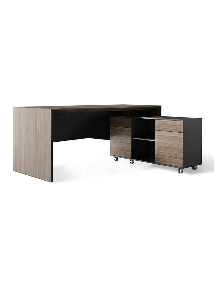 MONTE Executive Desk with Reversible Mobile Return 180cm - Hazelnut & Grey image 4