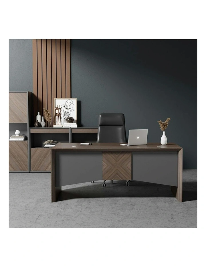 MONTE Executive Desk with Reversible Mobile Return 180cm - Hazelnut & Grey image 5