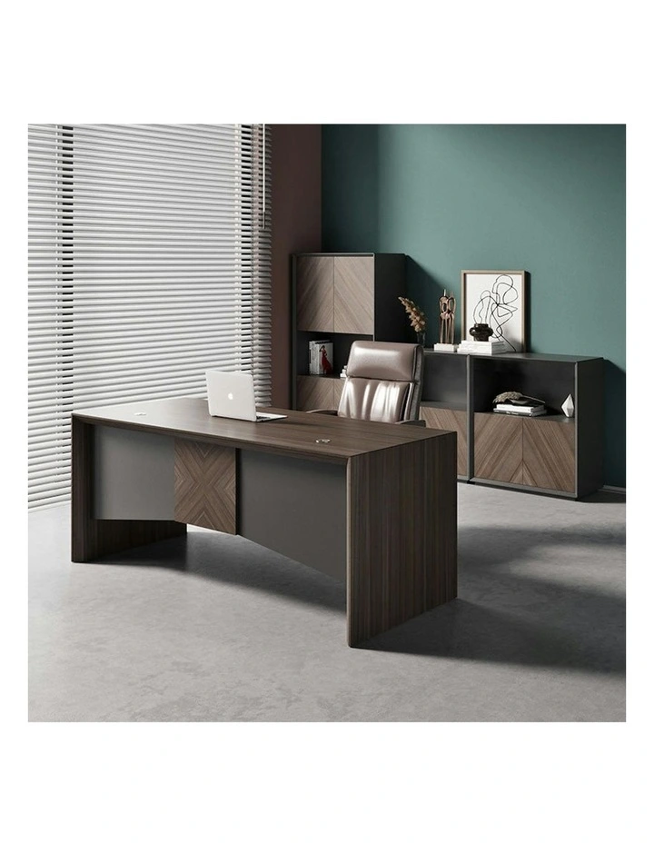 MONTE Executive Desk with Reversible Mobile Return 180cm - Hazelnut & Grey image 6