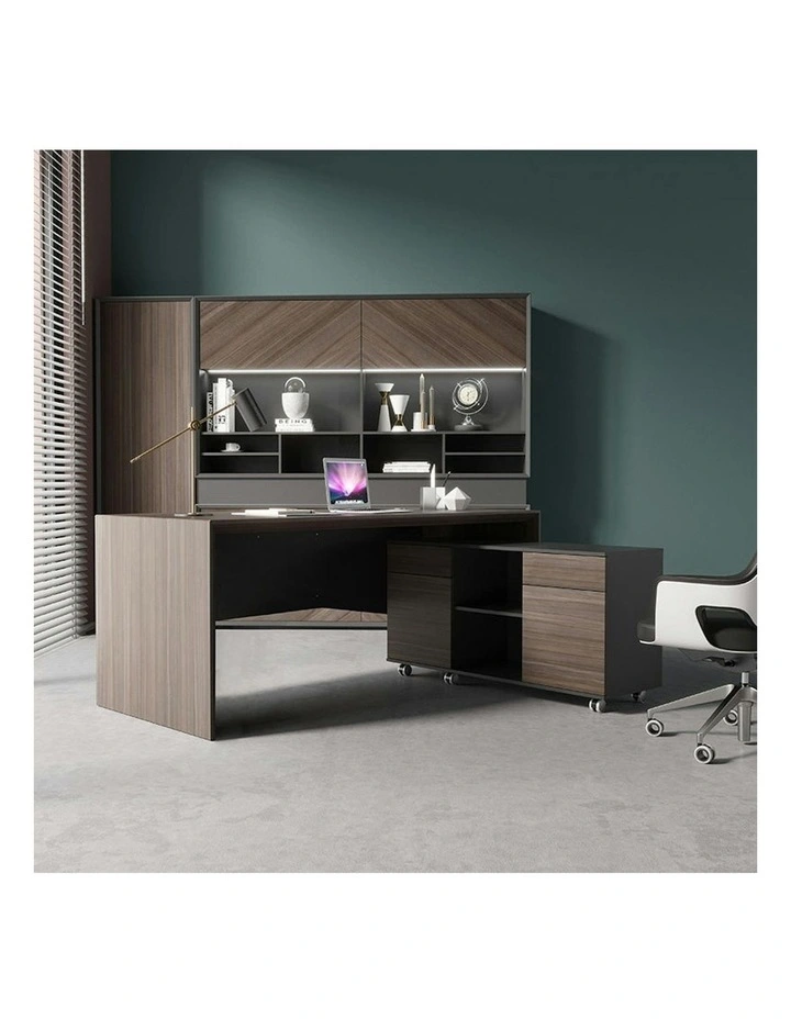 MONTE Executive Desk with Reversible Mobile Return 180cm - Hazelnut & Grey image 7