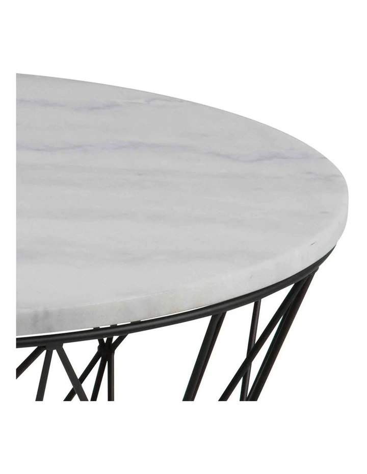 DARBY Coffee Table Marble 80cm - White image 3