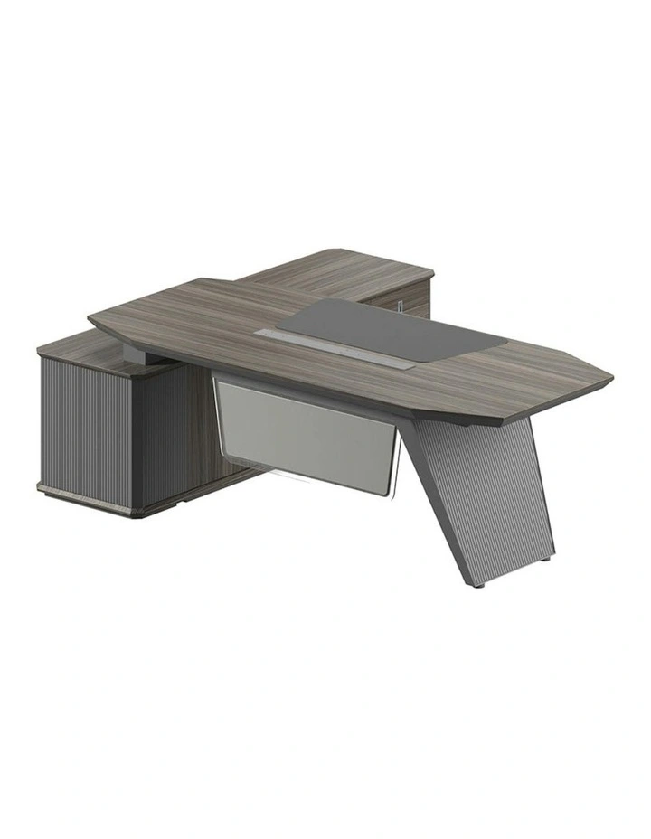 MADDOK Executive Desk with Right Return 200cm - Chocolate & Charcoal Grey image 1