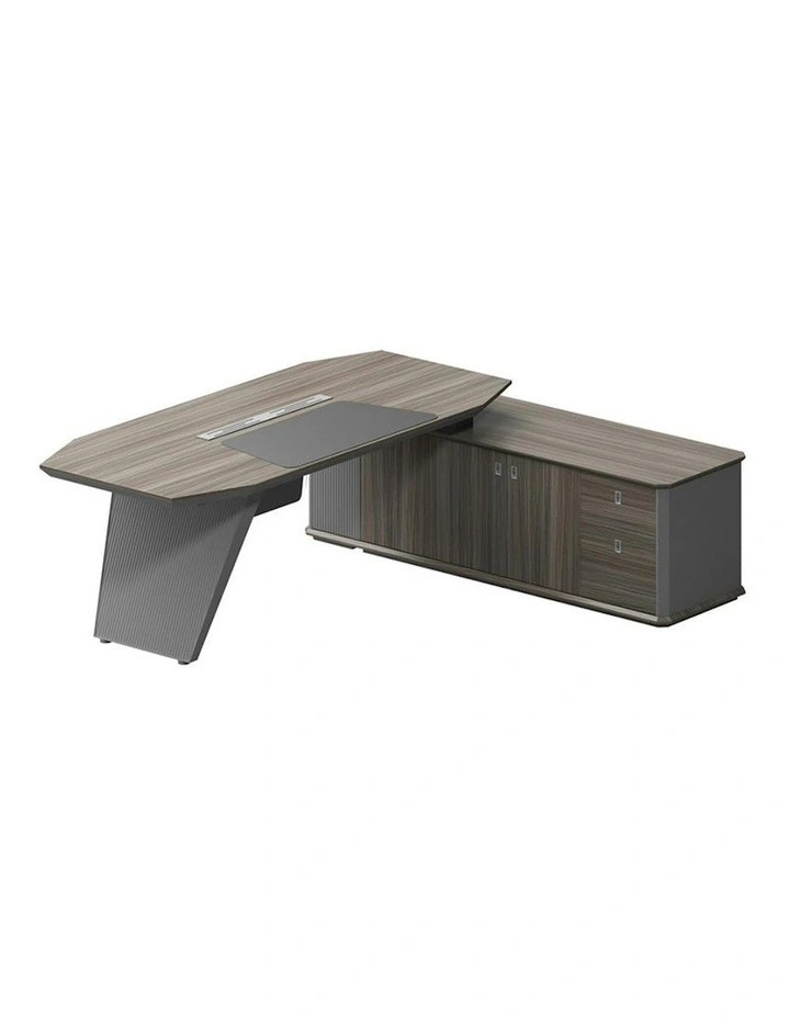 MADDOK Executive Desk with Right Return 200cm - Chocolate & Charcoal Grey image 3