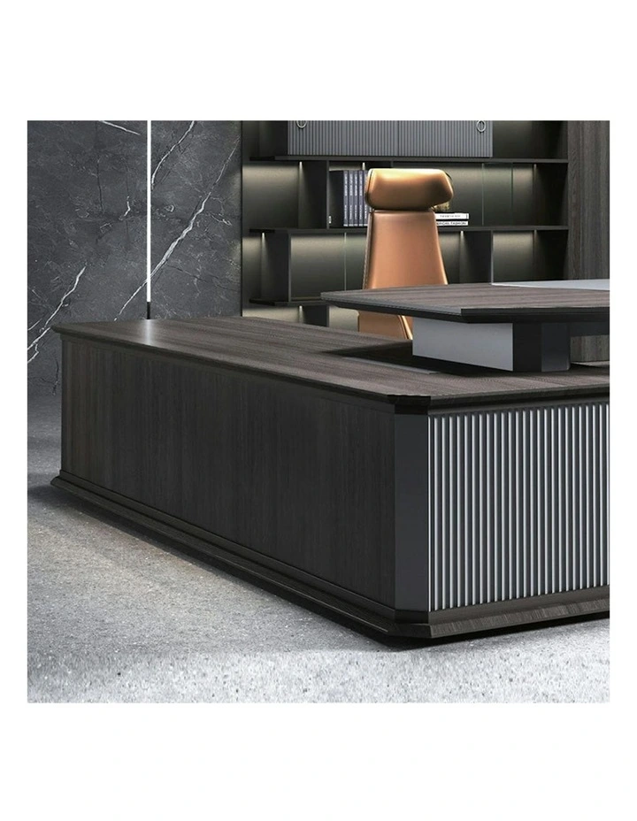 MADDOK Executive Desk with Right Return 200cm - Chocolate & Charcoal Grey image 4