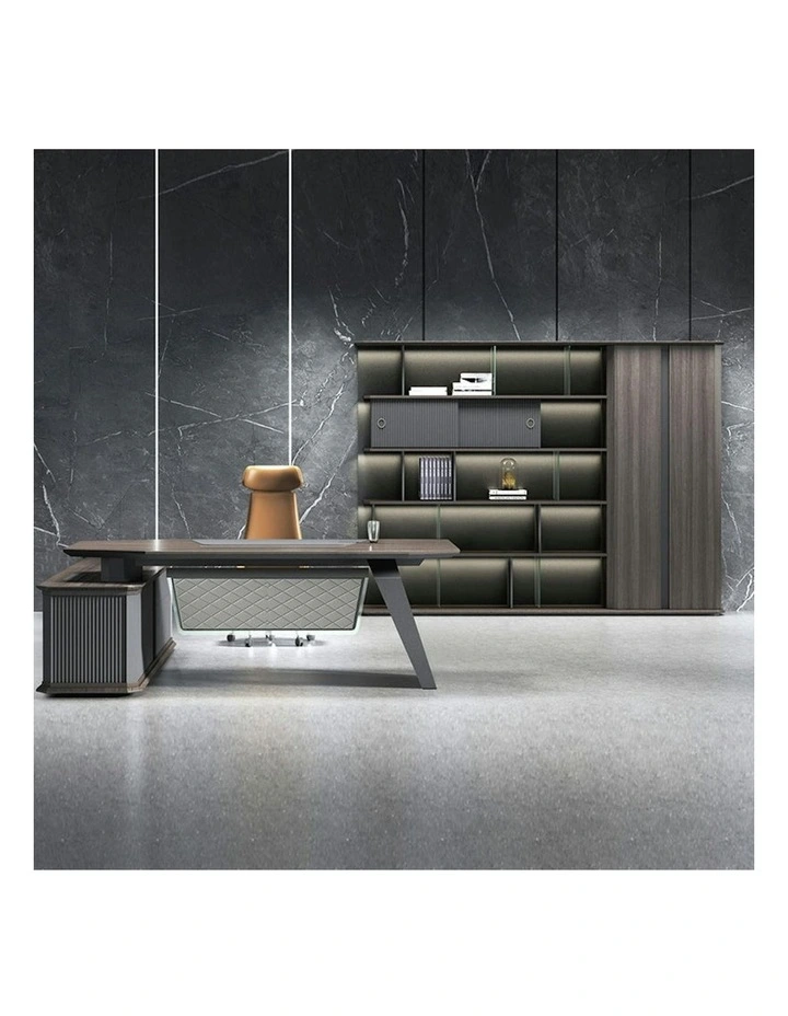 MADDOK Executive Desk with Right Return 200cm - Chocolate & Charcoal Grey image 5