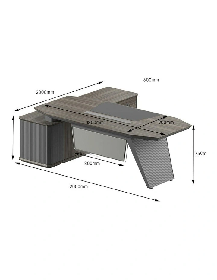 MADDOK Executive Desk with Right Return 200cm - Chocolate & Charcoal Grey image 6