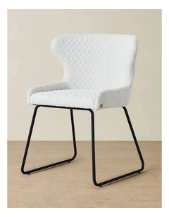 Quinn Cream Boucle Dining Chair - Black Legs