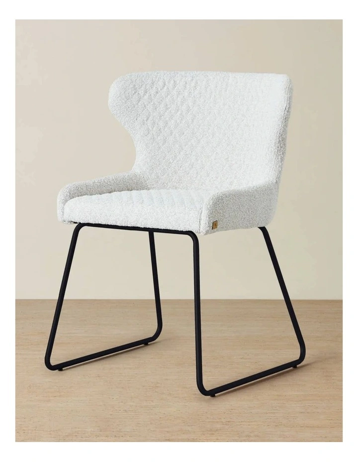 Quinn Cream Boucle Dining Chair - Black Legs image 1
