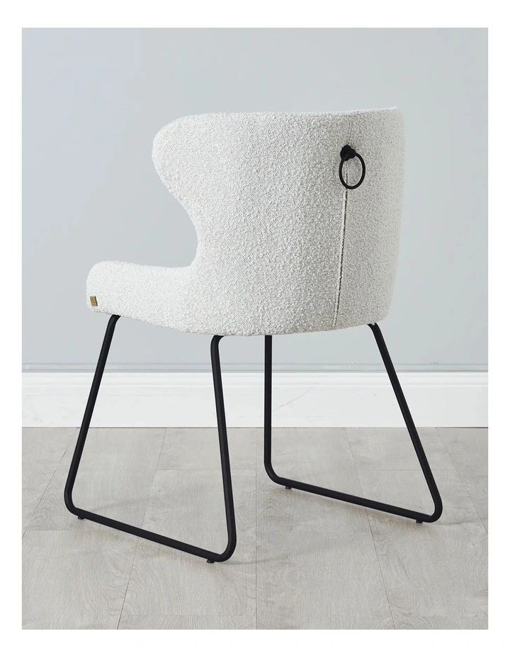 Quinn Cream Boucle Dining Chair - Black Legs image 2
