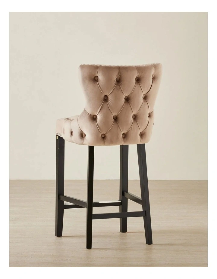 Camille III Almond Beige Velvet Bar Stool image 2