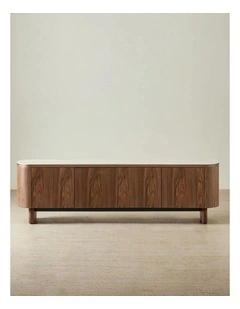 Sierra Walnut Brown Entertainment Unit - Sintered Stone Top