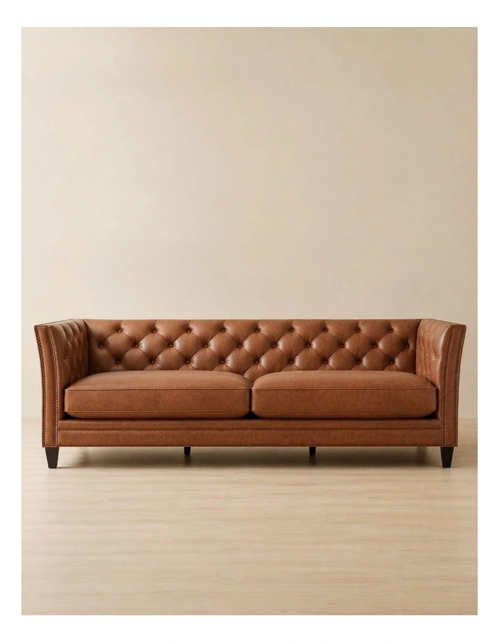 Russell Vintage Tan Leather 3-Seater Sofa image 1