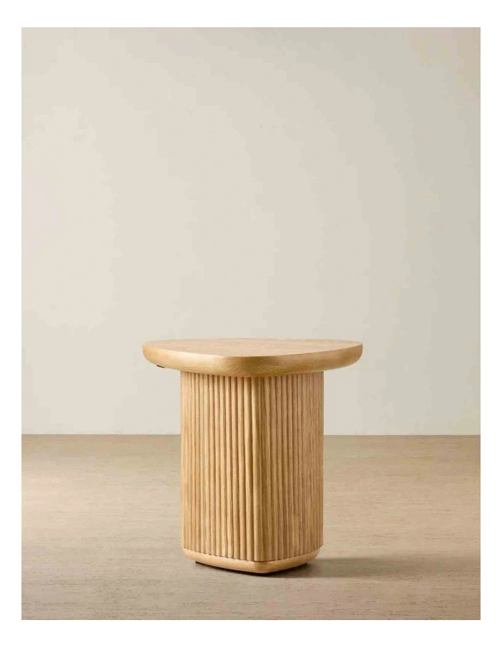 Terra Linea Light Brown Ash Veneer Triangular Side Table image 1