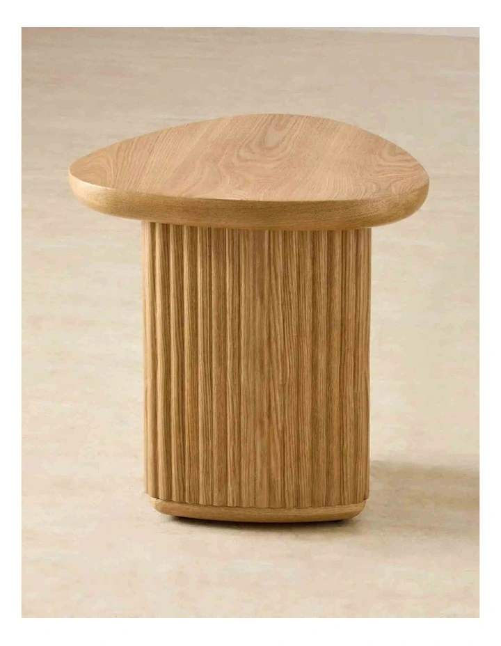 Terra Linea Light Brown Ash Veneer Triangular Side Table image 2