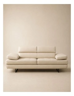 Lennox Almond Cream Leather 2-Seater Sofa