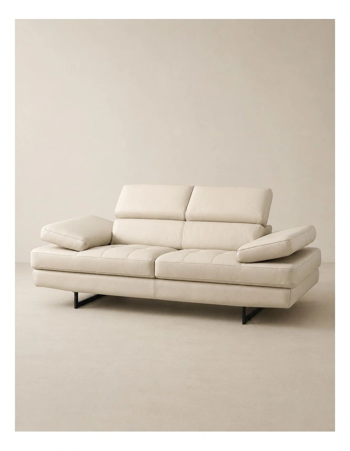 Lennox Almond Cream Leather 2-Seater Sofa image 2